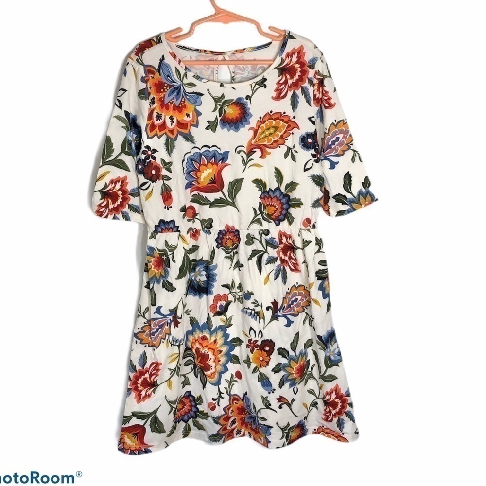Old Navy Boho Floral Fit & Flare Shirt Dress Large Kids Girls - Picture 1 of 7